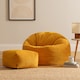 image 1 of Kingston Cord Adults Bean Bag Chair and Pouffe, Ready Filled Beanbag and Footstool Ochre Yellow | Yellow | Ochre Yellow | 2