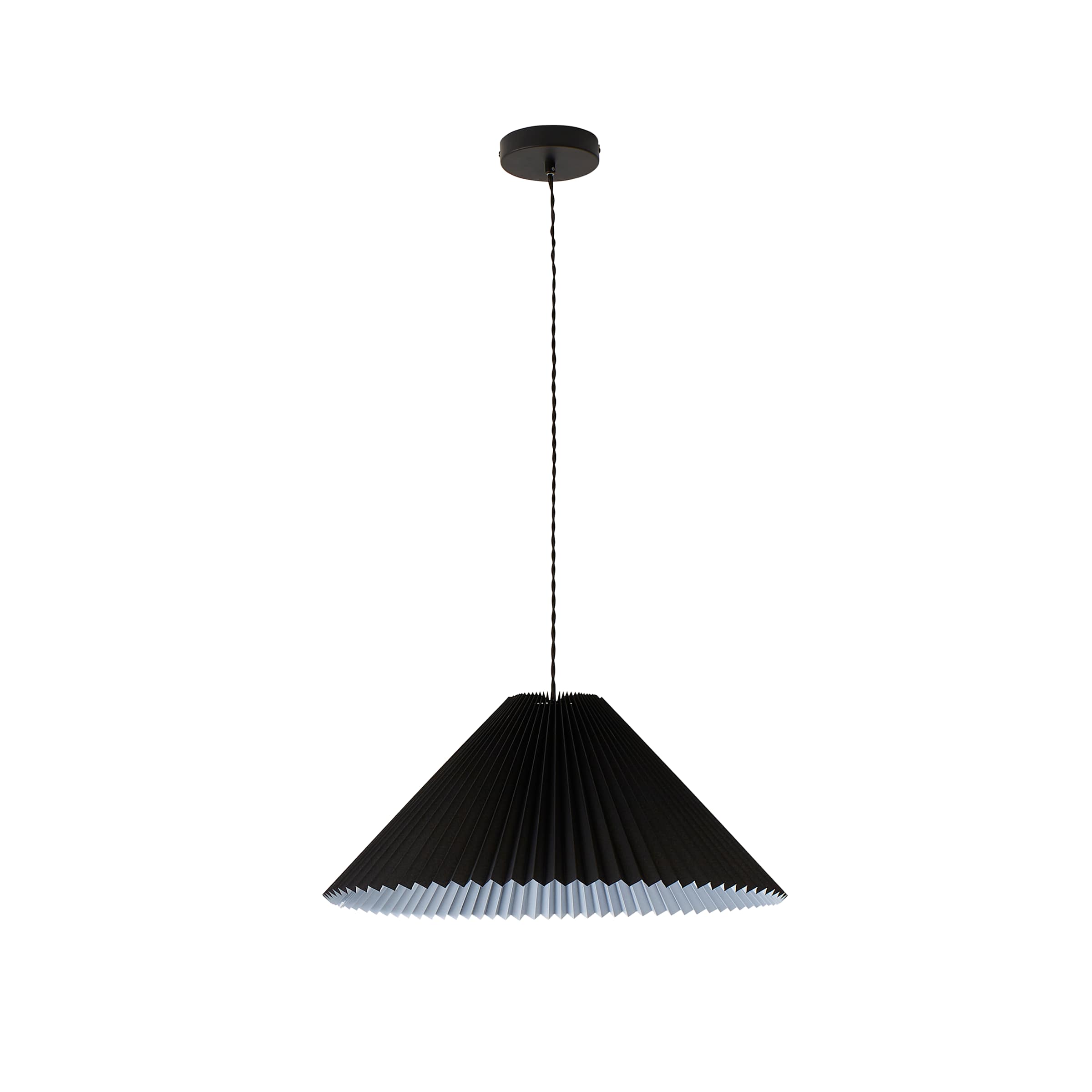 ValueLights Akira Black Paper Pleat Single Drop Ceiling Pendant Light Black