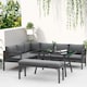 image 2 of Outsunny 4 Piece L shaped Garden Furniture Set 8 Seater Aluminium Outdoor Dining Set Conversation Sofa Set w Bench, Dining Table & Cushions, Grey