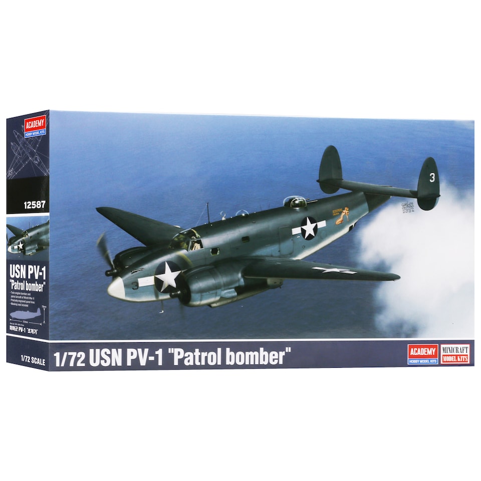 image 1 of Academy US Navy PV-1 Patrol Bomber Military Aircraft Model Kit Scale 1-72