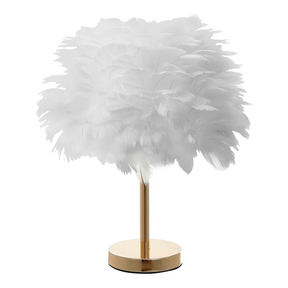 image 1 of Living and Home Chic Feather Table Lamp | White