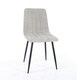 image 7 of Pair of Aspen Cord Fabric Straight Stitch Compact Dining Chairs with Black Tapered Metal Legs | Grey | Light Grey | 1