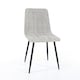 image 7 of Pair of Aspen Cord Fabric Straight Stitch Compact Dining Chairs with Black Tapered Metal Legs | Grey | Light Grey | 1