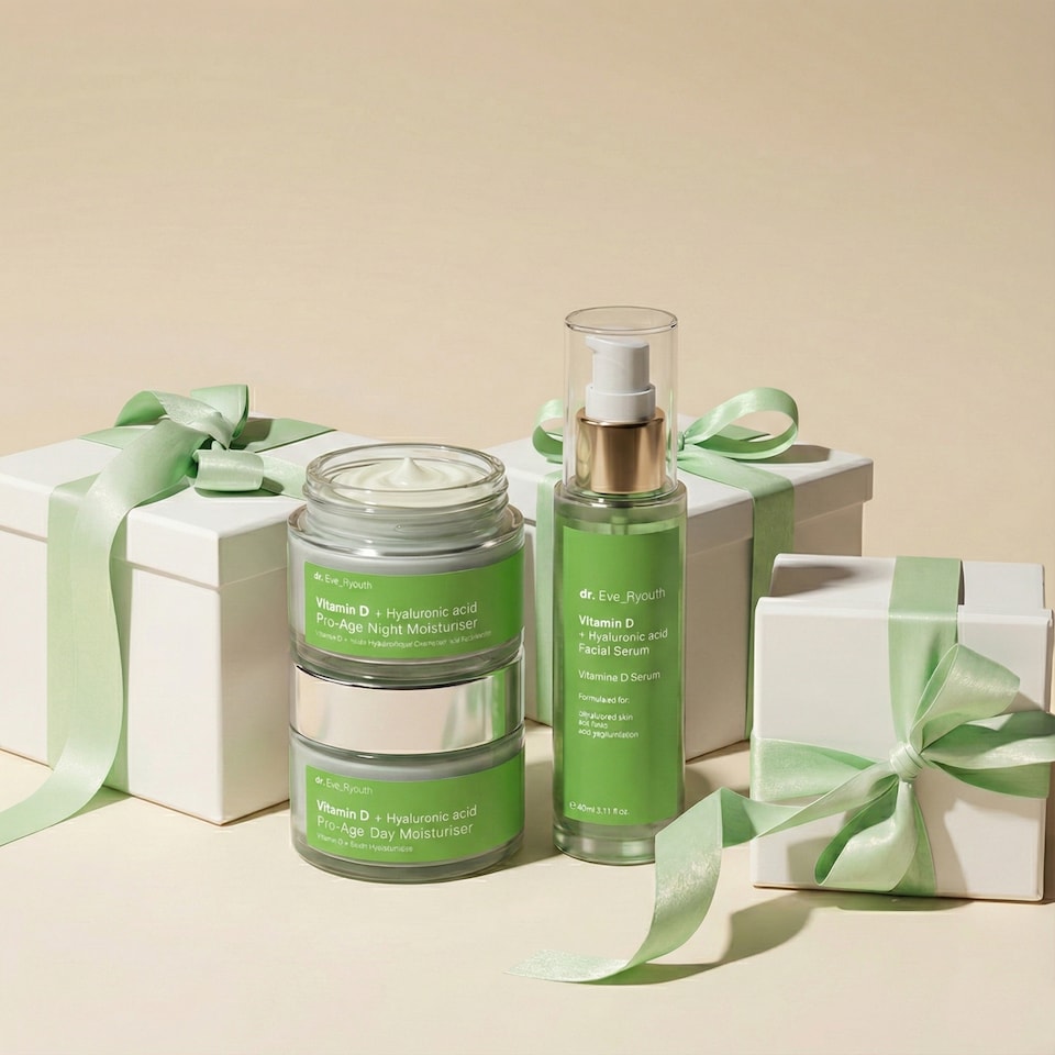image 1 of Dr. Eve_Ryouth Vitamin D + Hyaluronic Acid Pro-Age Night Moisturiser 50ml + Vitamin D + Hyaluronic Acid Pro-Age Day Moisturiser 50ml + Vitamin D + Hyaluronic Acid Pro-Age Serum 60ml
