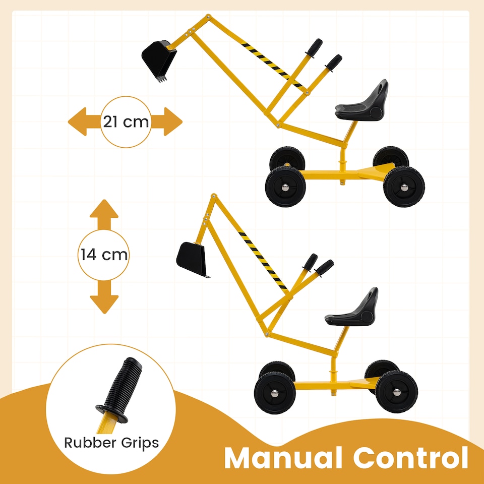 image 1 of COSTWAY Kids Outdoor Construction Excavator Sand Yellow