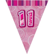 Unique Party Foil Glitz 11th Birthday Bunting - Pink - One Size