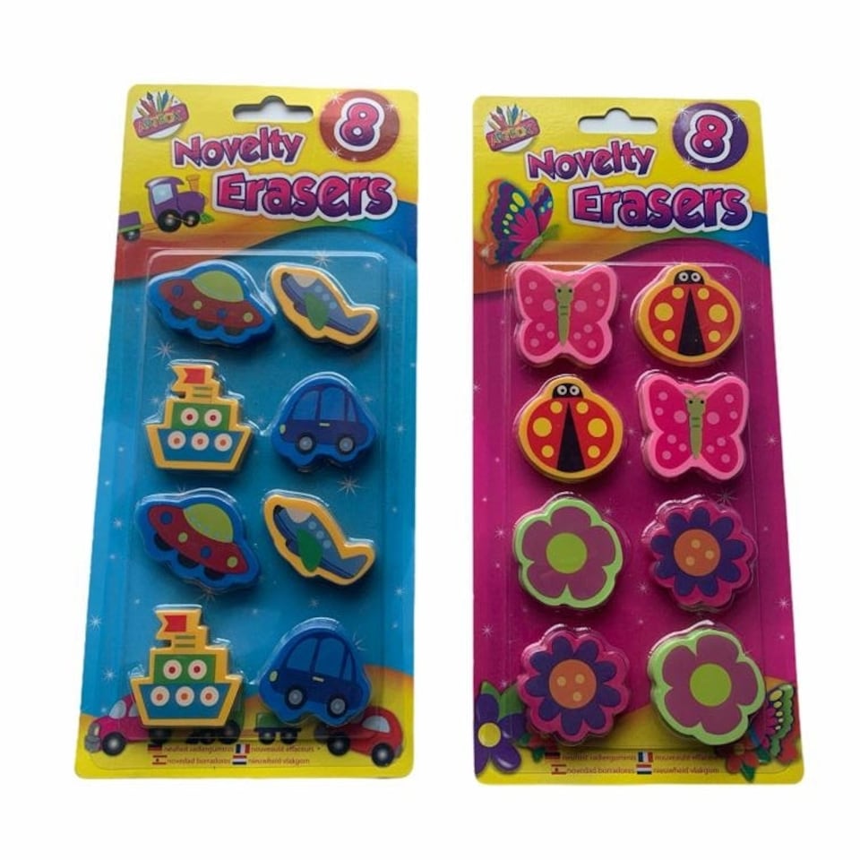 image 1 of Pack of 8 Assorted Novelty Erasers