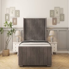 Sloomy Hargrave Slate Naples Bed Frame With Mattress With 50" Upholstered Wingback Headboard 2'6 Small Single