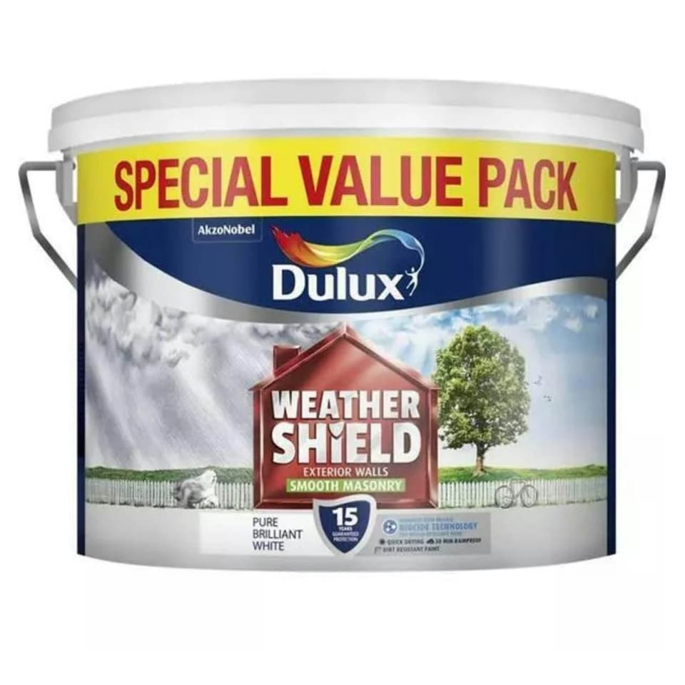 image 1 of Dulux® Weathershield Smooth Pure Brilliant White Masonry Paint 7.5L