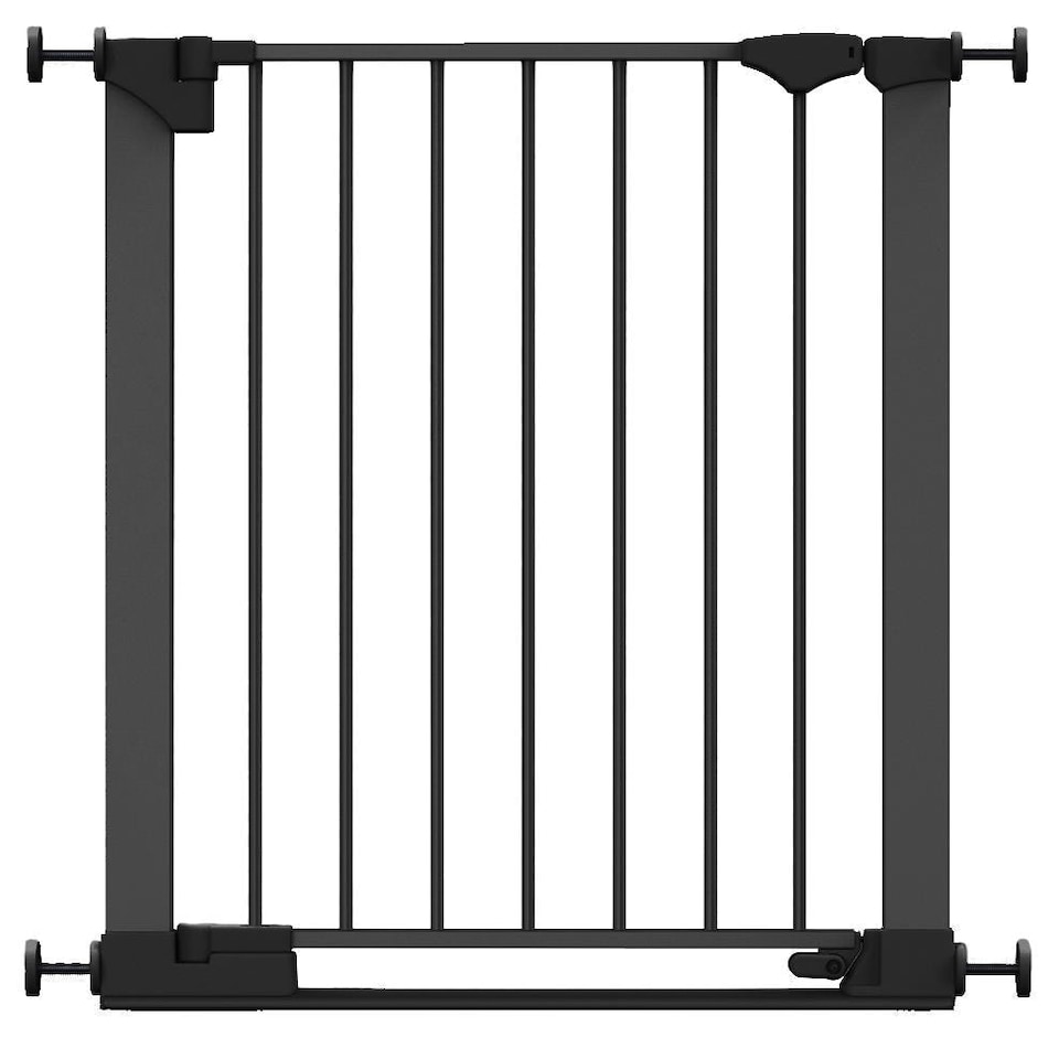 image 1 of Safetots SafeStep Gate, Black, 68cm - 75cm, Extra Low Walkthrough, Pressure Fit Safety Gate, Baby Gate for Stairs and Doors