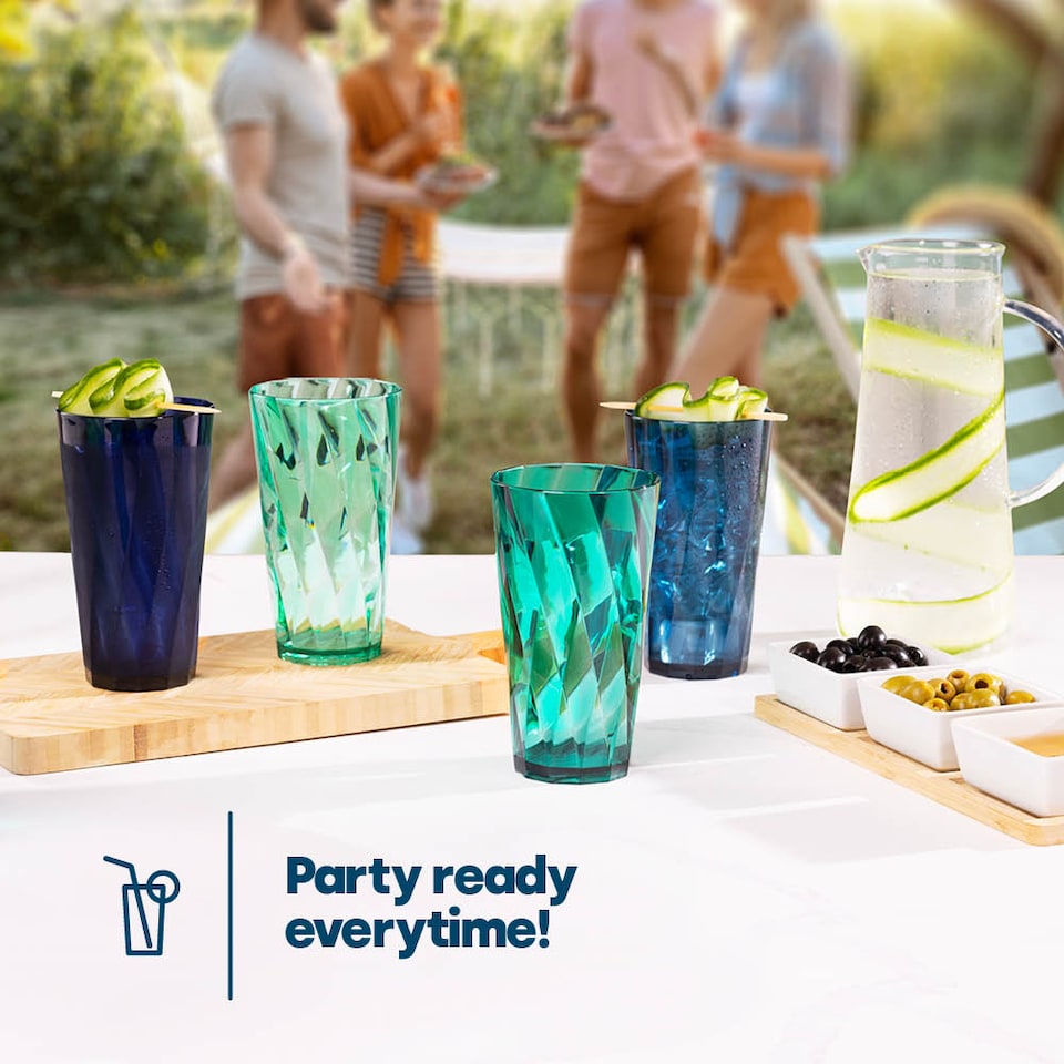 image 1 of 6 Multicoloured Plastic Tumblers - Teal