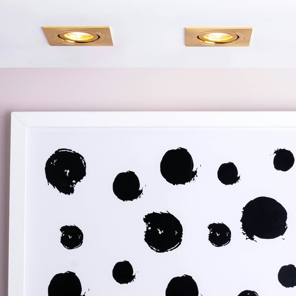 image 1 of BHS Sym Square IP65 Tiltable Downlight | Gold | Satin Brass | 1