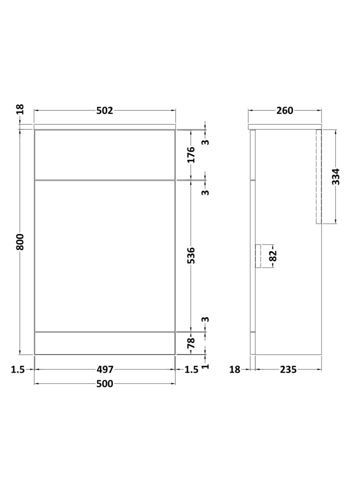 image 1 of Balterley Contemporary Square Floor Standing WC Unit Durable MFC Smooth | Grey | Pebble Grey | 830 x 502 x 260mm