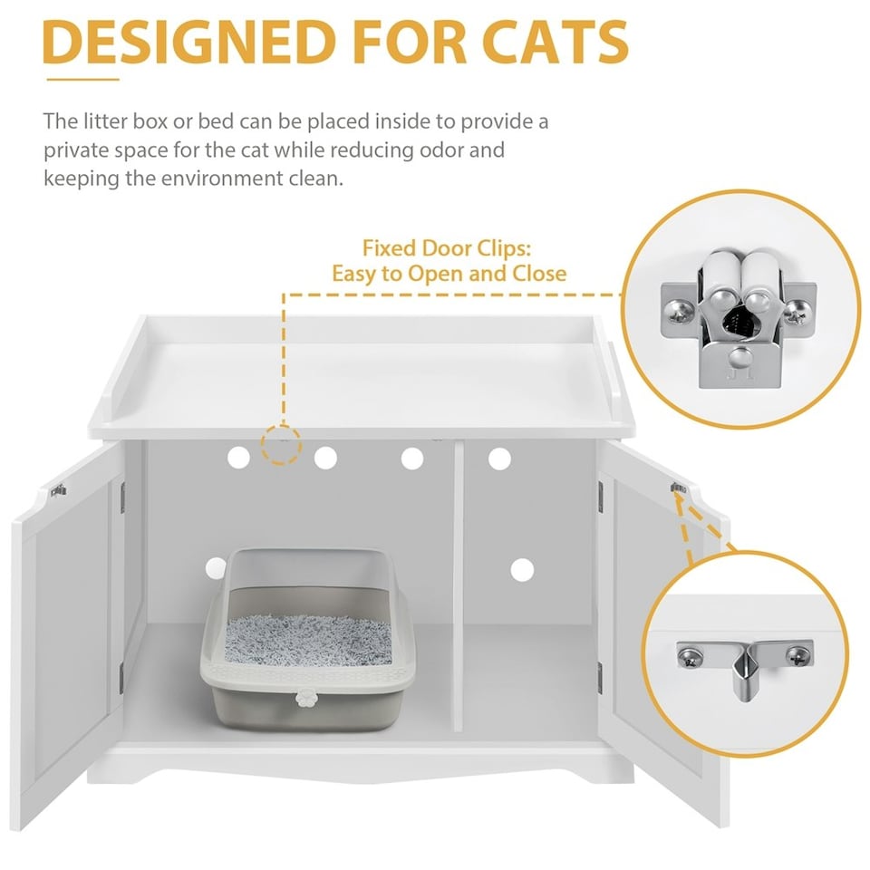 image 1 of Yaheetech Pet Litter Box with Spacious Storage Space White | One Size