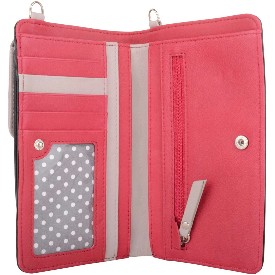 image 1 of Lightweight Genuine Leather Travel Phone Cross Body Shoulder Bag Black | Black/Ivory