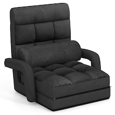 COSTWAY 2 IN 1 Folding Lazy Sofa Lounger Adjustable Grey Black