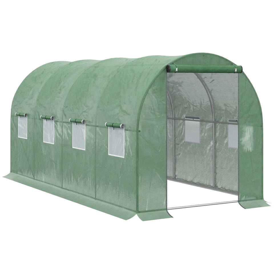 image 1 of Outsunny 4 x 2M Polytunnel Walk-in Garden Greenhouse with Zip Door and Windows