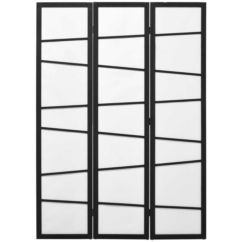 image 1 of HOMCOM Folding Room Divider 3 Panel Privacy Screen Protector with Wooden Frame White | Black | 120L x 1.8D x 170Hcm