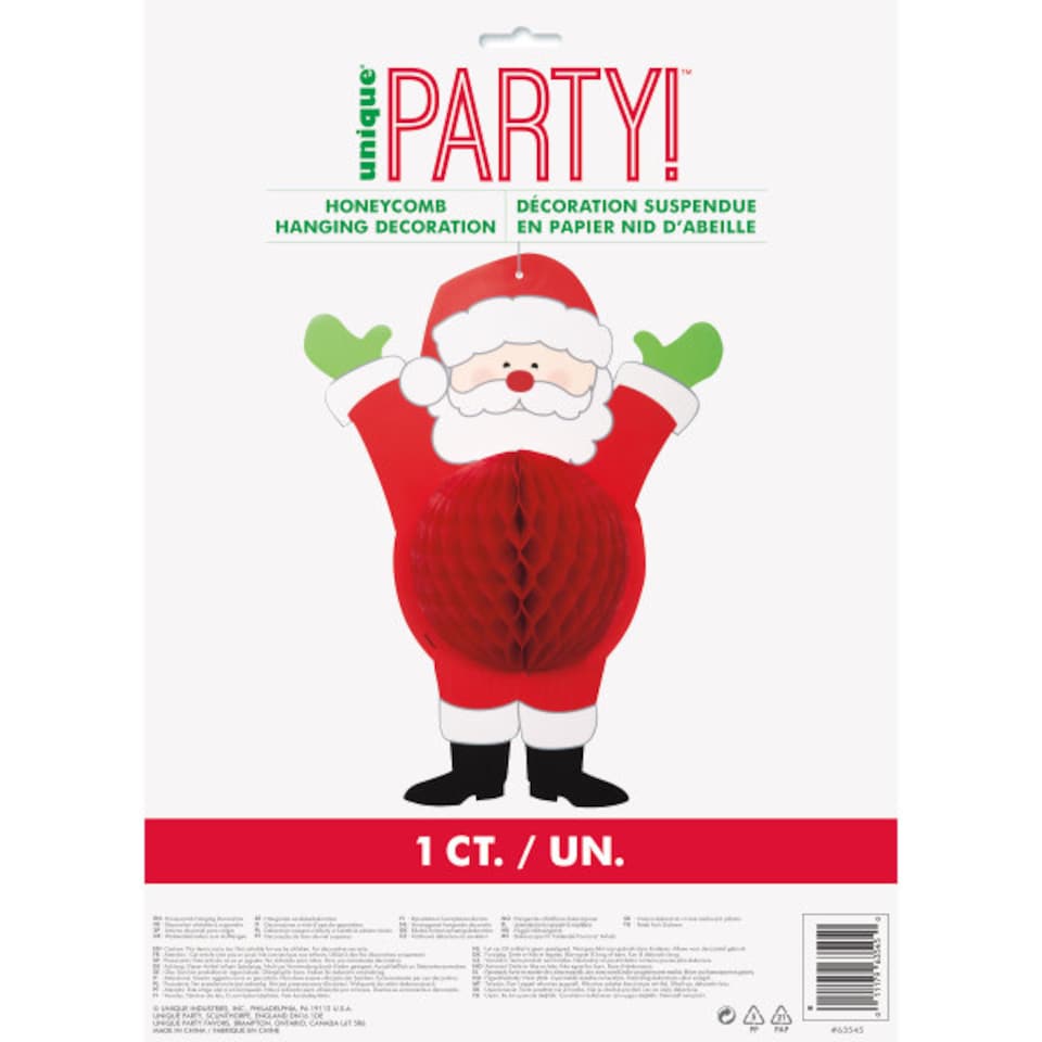 image 1 of Christmas Hanging Santa Honeycomb Decoration 35cm