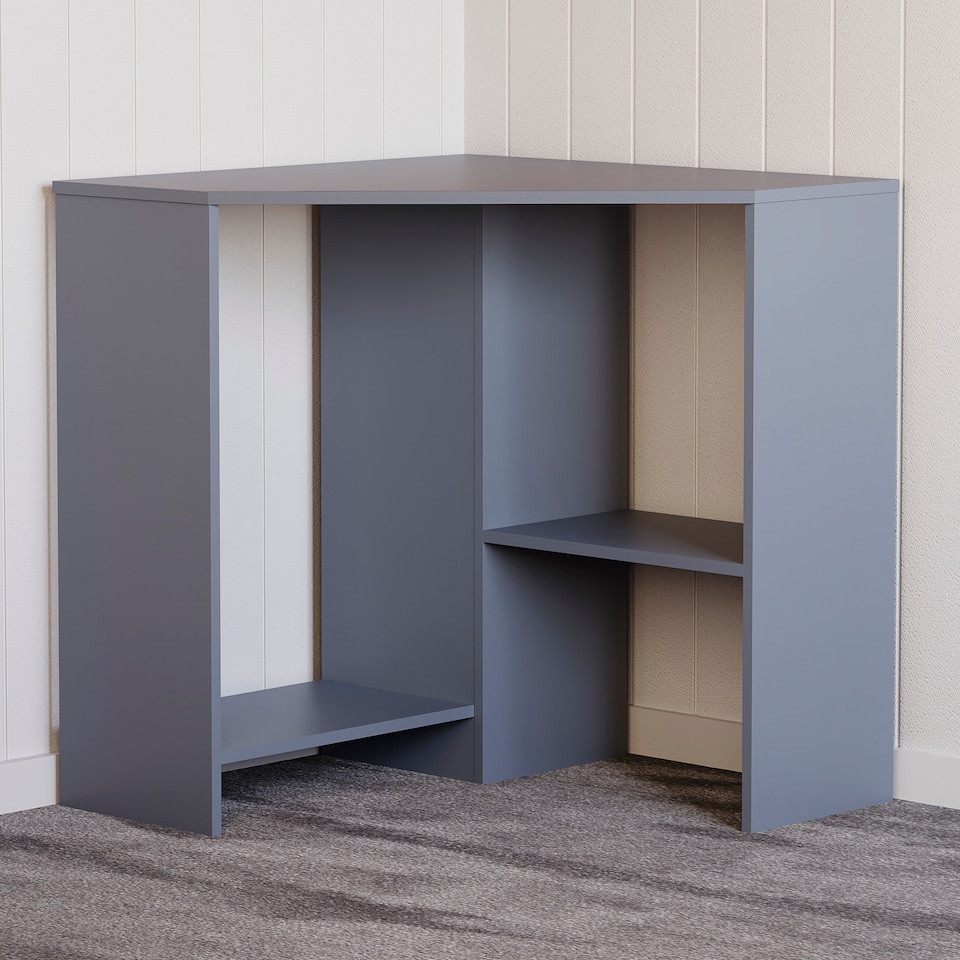 image 1 of Vida Designs Hetton Corner Computer Desk 2 Shelf Home Office Workstation, Grey