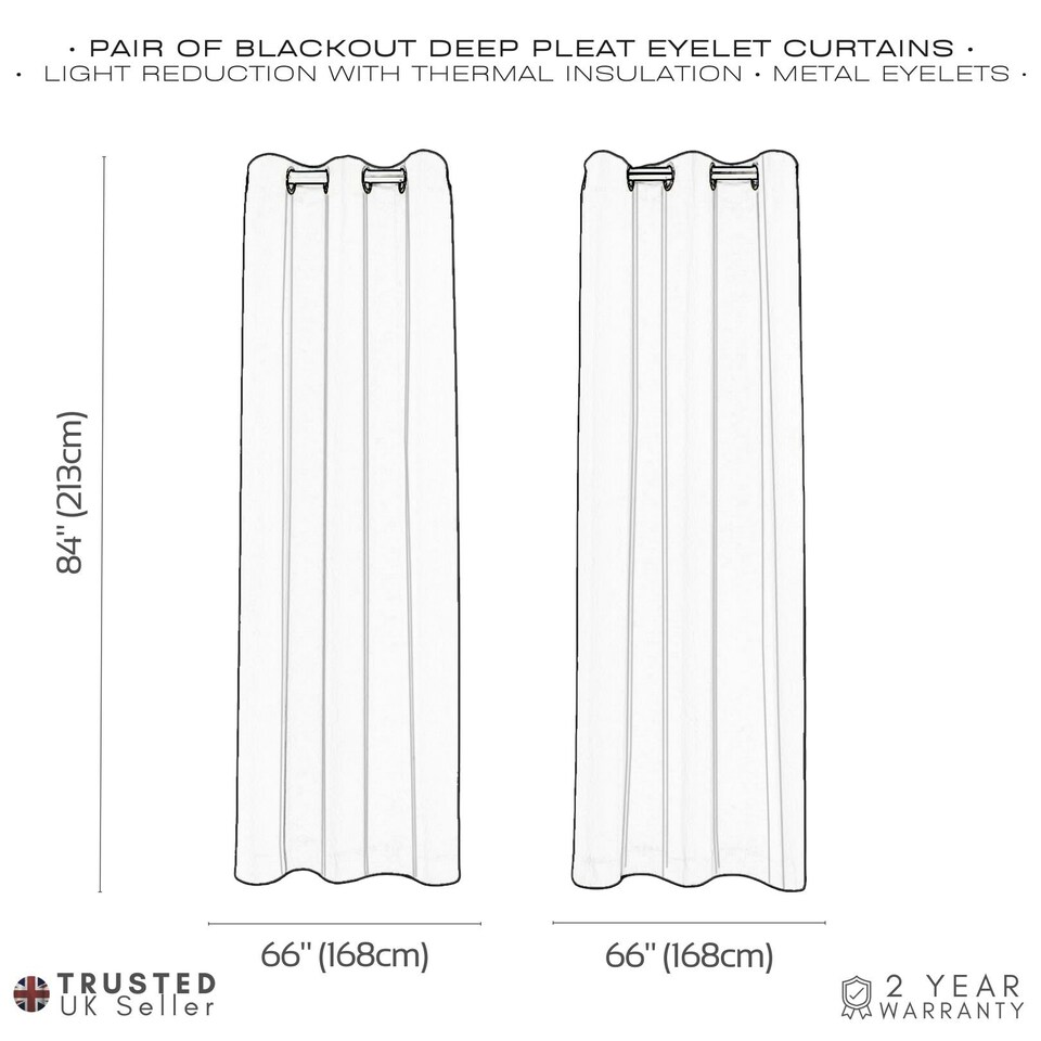 image 1 of Olive Eyelet Curtains - Thermal Blackout Curtains  - 66 x 84 Inch Drop - 2 Panel