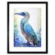 image 1 of Blue Footed Booby Bird Watercolour Painting Collage 9x7" Black Framed Wall Art Print