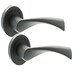 image 2 of Golden Grace Astrid Twist Design Key Lock Door Handle on Round Rose Set in Matte Black Finish Complete with 3 Lever Mortise Lock & 1 Pair of Ball Bearing Hinges Black