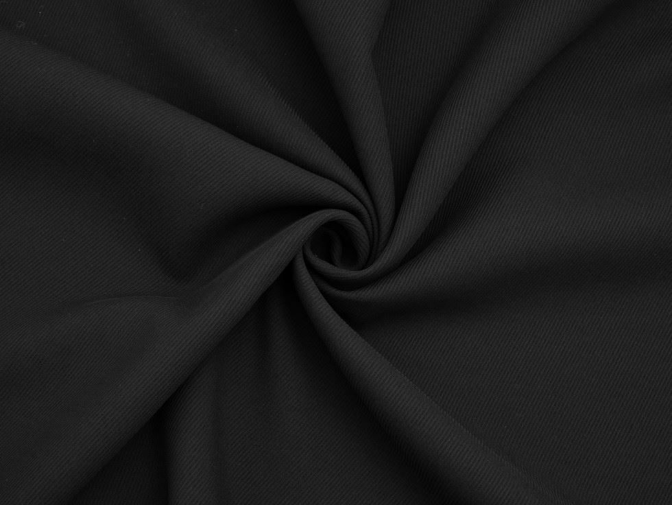 Minerva Black Deadstock Italian 100% Wool Twill Coating Dressmaking Fabric per metre - 150cm / 59" Wide