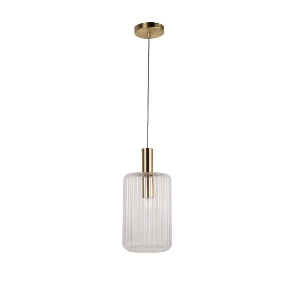 image 1 of Fluted Glass Design Pendant Fitting Finished with Clear Glass and Bronze Effect Colour | Bronze | Clear | 1
