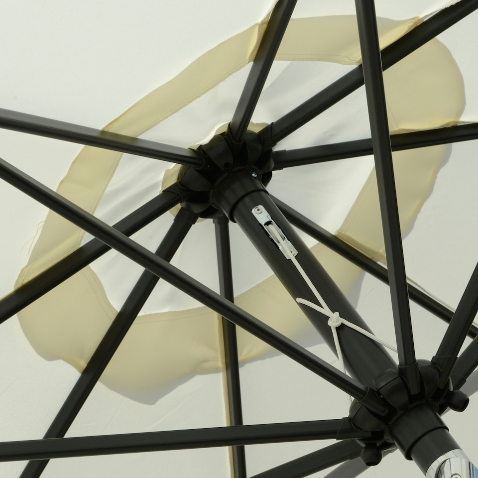 image 1 of Outsunny 2.7m Patio Umbrella Garden Parasol with Crank, Ruffles, 8 Ribs, White