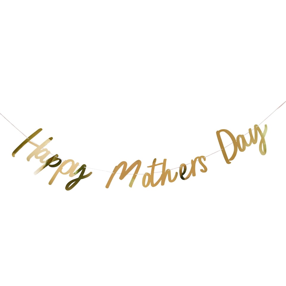image 1 of Hootyballoo Gold 'Happy Mothers Day' Card Banner 2m
