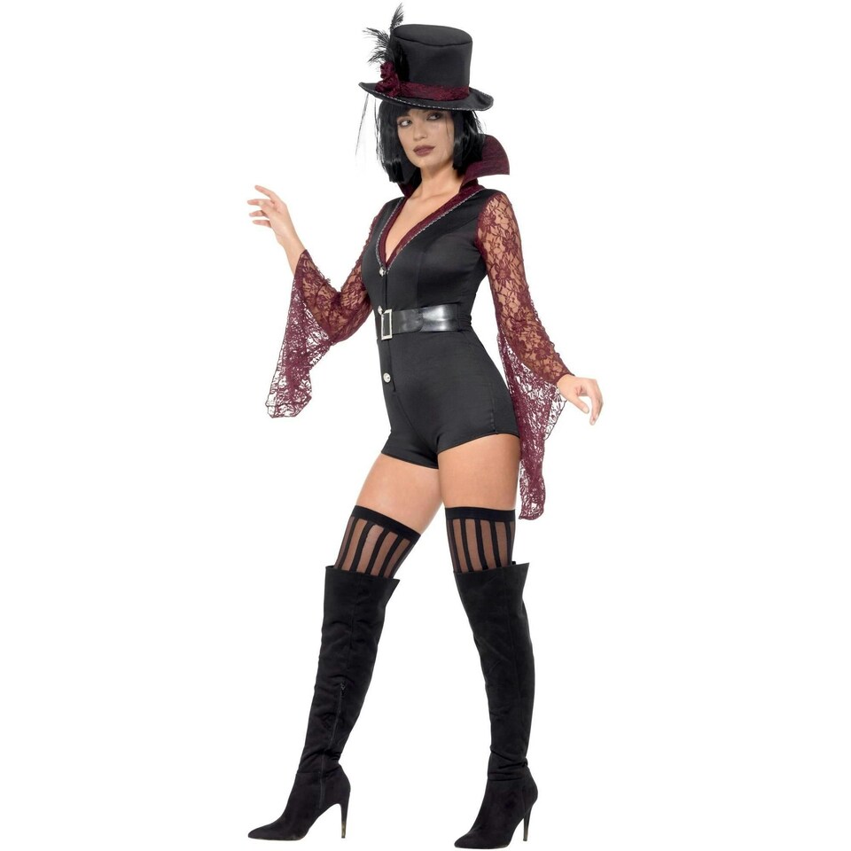 image 1 of Fever Womens/Ladies Vampire Costume Set - Black/Burgundy - M M