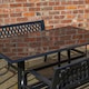 image 3 of Outdoor 4 Person Rectangular Glass Top Garden Dining Table and 2 Benches Set