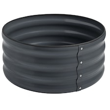 Gr8 Garden Outdoor Raised Bed Planter Round Grey Steel Flower Trough Box 60 x 30cm