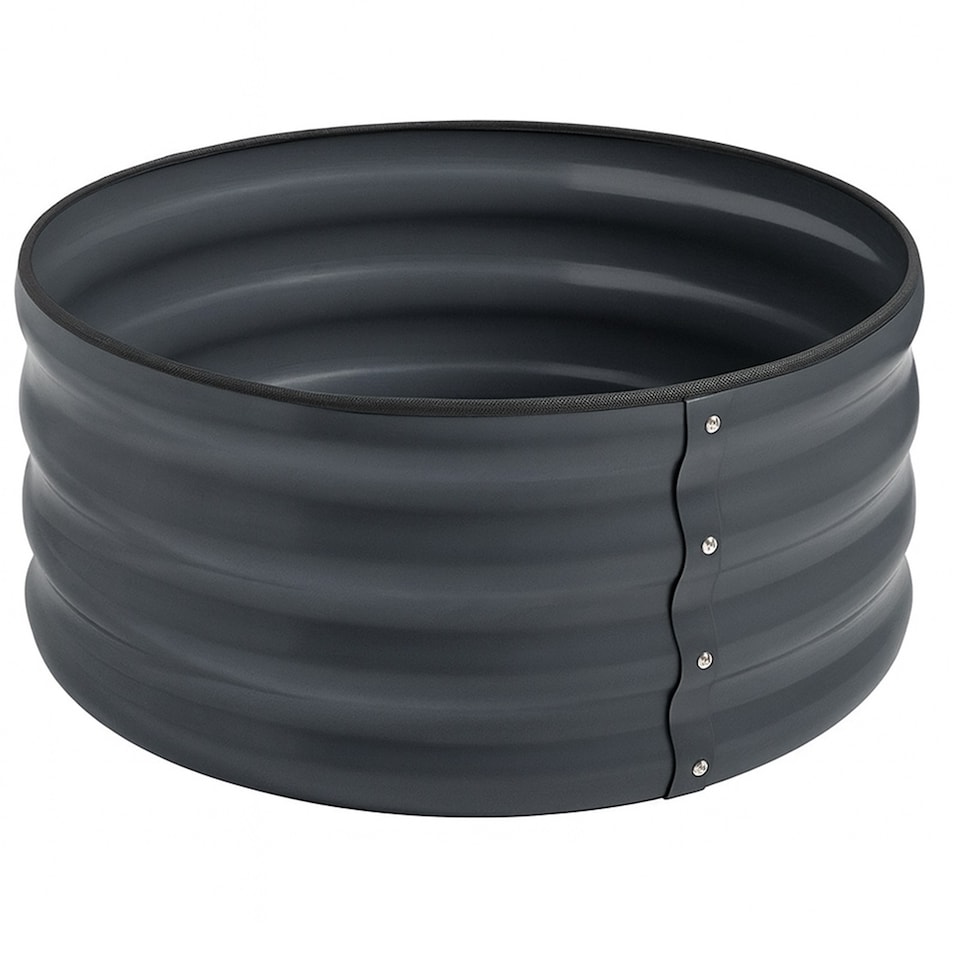 image 1 of Gr8 Garden Outdoor Raised Bed Planter Round Grey Steel Flower Trough Box 60 x 30cm