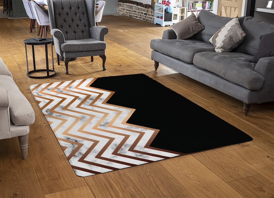 image 1 of Marble Zig Zag Pattern Rug | Multi