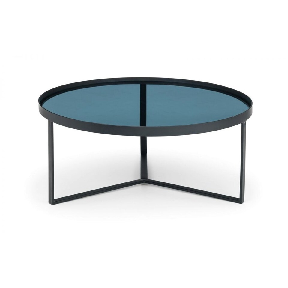 image 1 of Black Metal with Smoked Glass Coffee Table | Black | Black