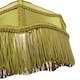 image 4 of Traditional Victorian Empire Lamp Shade in Olive Green Velvet with Long Tassels | Green | 12"