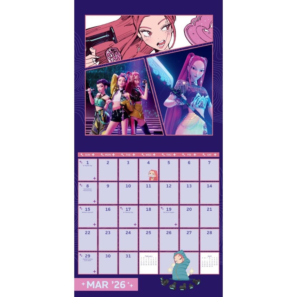 image 1 of K-Pop Demon Hunters 2026 Square Wall Calendar | Multi | Multicoloured | 1