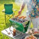 image 2 of Outsunny Charcoal BBQ Grill Portable with Tilting Grate | Green | Black | 40 x 28 x 25.5 cm