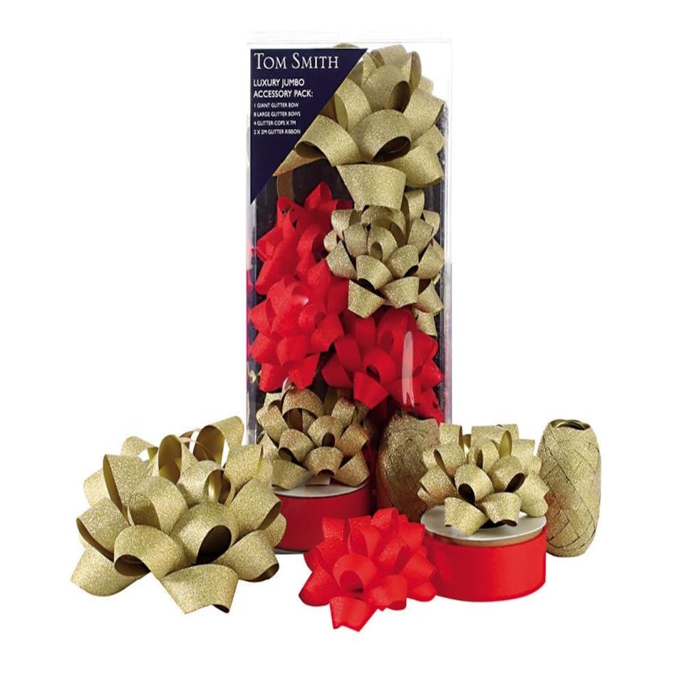 Pack of 12 Luxury Christmas Bow and Cops Decoration Accessory Set