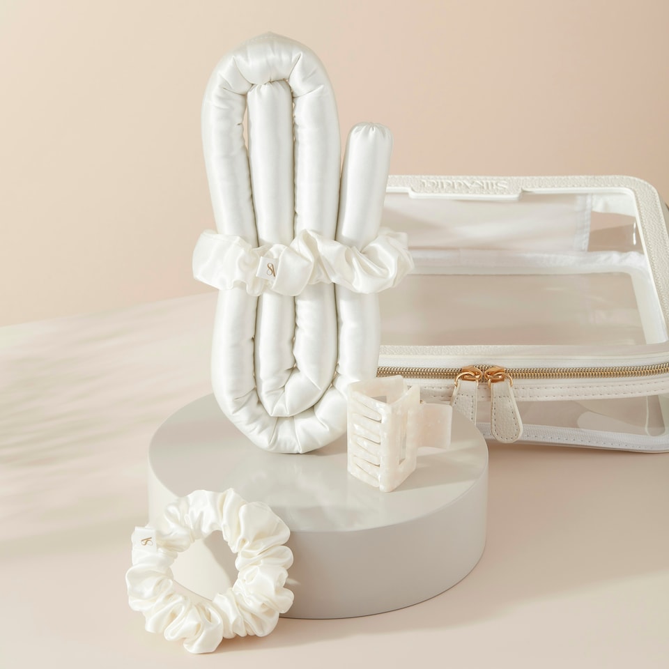 image 1 of Silk Addict 100% Mulberry Silk Heatless Curlers Set - Ivory