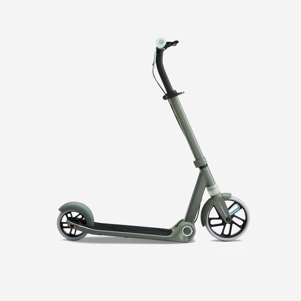 image 1 of Decathlon Kids' Scooter M900 - Khaki Green/Light Blue Accents