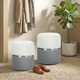 image 2 of HOMCOM Round Storage Ottoman Set of 2, Nesting Footrest Stool | Grey | Cream and grey | Φ36 x 45H cm (large), Φ31.5 x 39H cm (small)