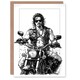 image 1 of Birthday Card Biker Drawing Muscle Sexy Motorbike Leather For Him Her