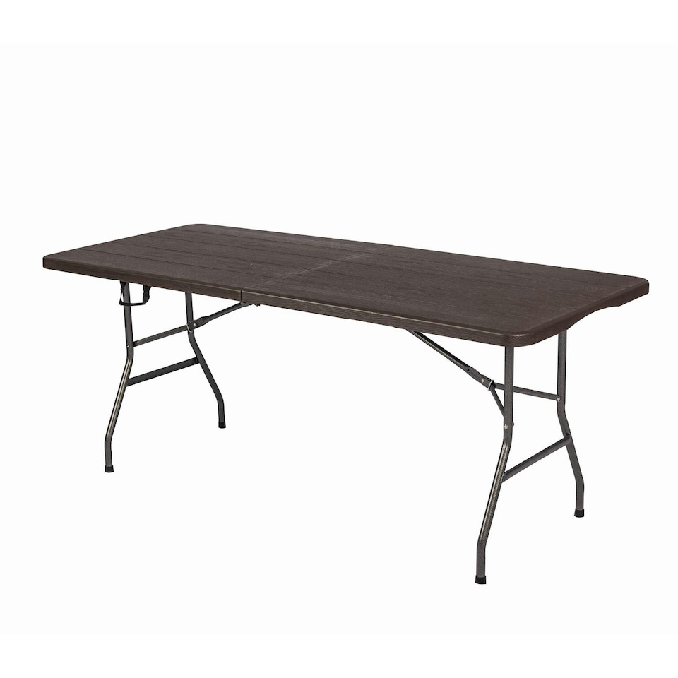 image 1 of 6ft Folding Table Trestle Camping Party Picnic Garden Indoor Outdoor Wood Effect