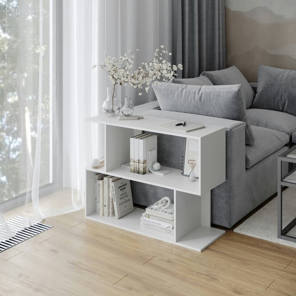image 1 of 2-Tier Wooden Irregular Storage Unit - 80 cm Grey | Grey