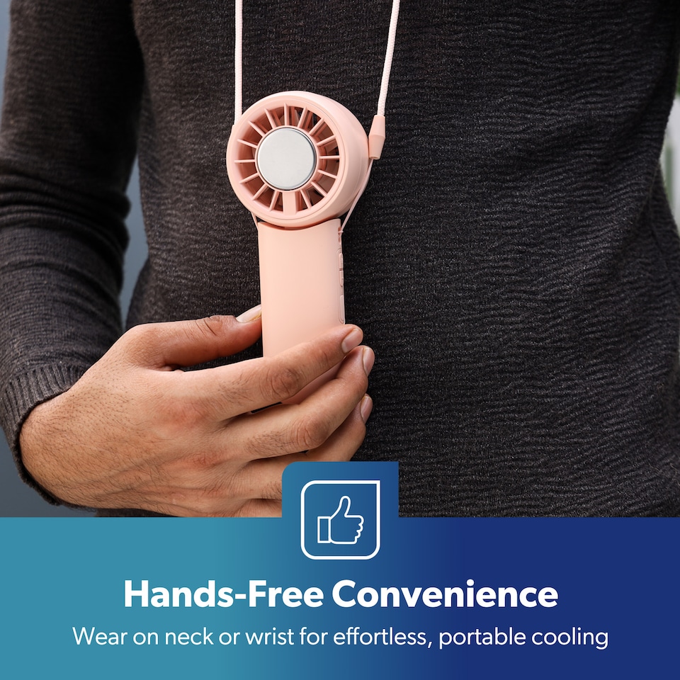 image 1 of GEEPAS Handheld Portable Mini Fans Pack of 2(Pink & Cream)