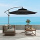 image 9 of Outsunny 2.7m Garden Banana Parasol Cantilever Umbrella with Crank Handle, Double Tier Canopy and Cross Base for Outdoor, Hanging Sun Shade, Black