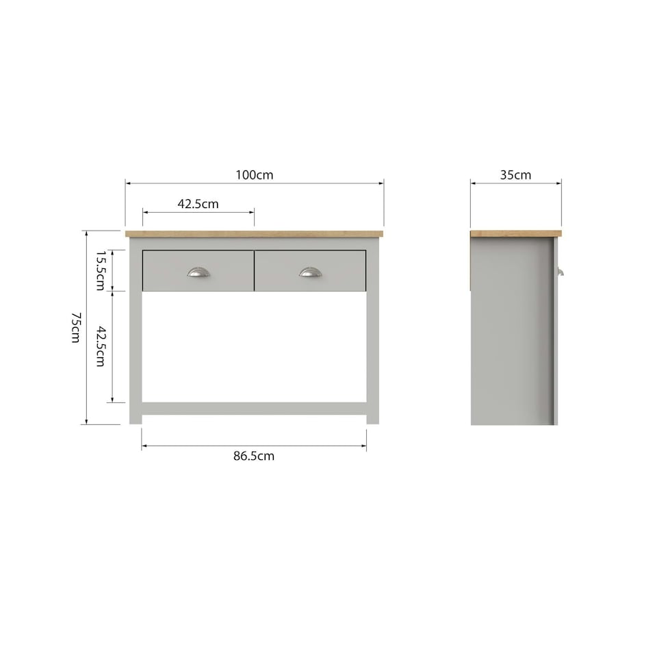 image 1 of Lisbon 2 Drawer Console Table Grey & Oak